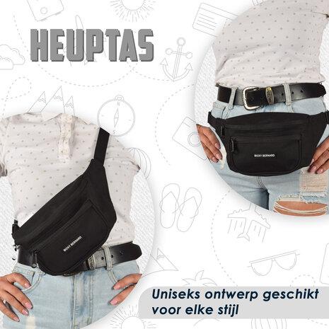 Bicky Bernard  Unisex Black Running Waist Bag | Bum Bag for Travel Hiking Sports | Crossbody Waist Pack For Phone and Passport | 13cm Height | 30cm Width | Nylon Hip Pack with 3 Compartments | Perfect For Unisex Use Bicky Bernard  Unisex Black Running Waist Bag | Bum Bag for Travel Hiking Sports | Crossbody Waist Pack For Phone and Passport | 13cm Height | 30cm Width | Nylon Hip Pack with 3 Compartments | Perfect For Unisex Use