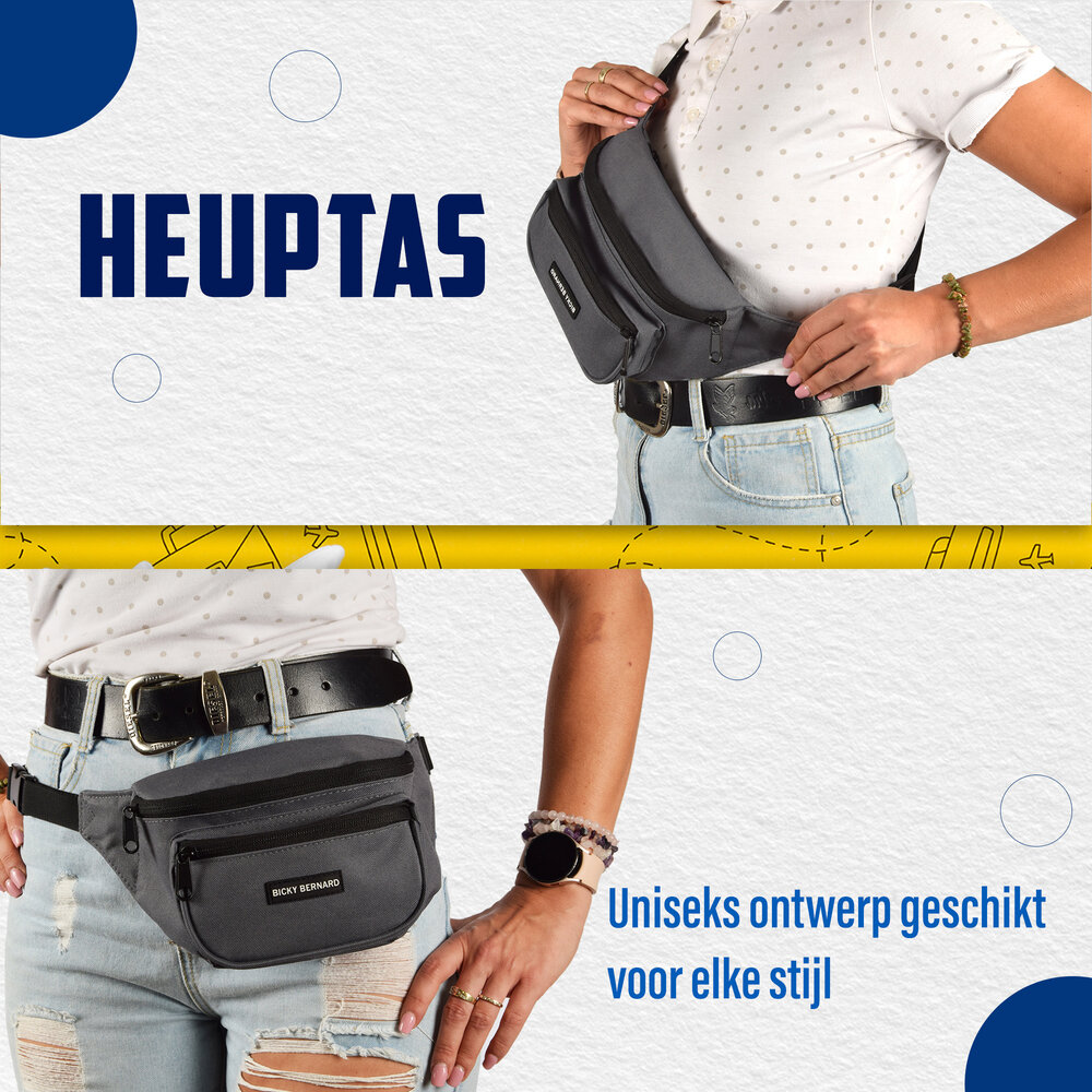 Bicky Bernard  Unisex Waterproof Bum Bag | Crossbody Runners Belt for Men and Women | Fits Smartphone & Passport | Grey Nylon Hiking Waist Pack with 3 Compartments | Stylish Running Phone Belt | 13cm x 30cm Bicky Bernard  Unisex Waterproof Bum Bag | Crossbody Runners Belt for Men and Women | Fits Smartphone & Passport | Grey Nylon Hiking Waist Pack with 3 Compartments | Stylish Running Phone Belt | 13cm x 30cm