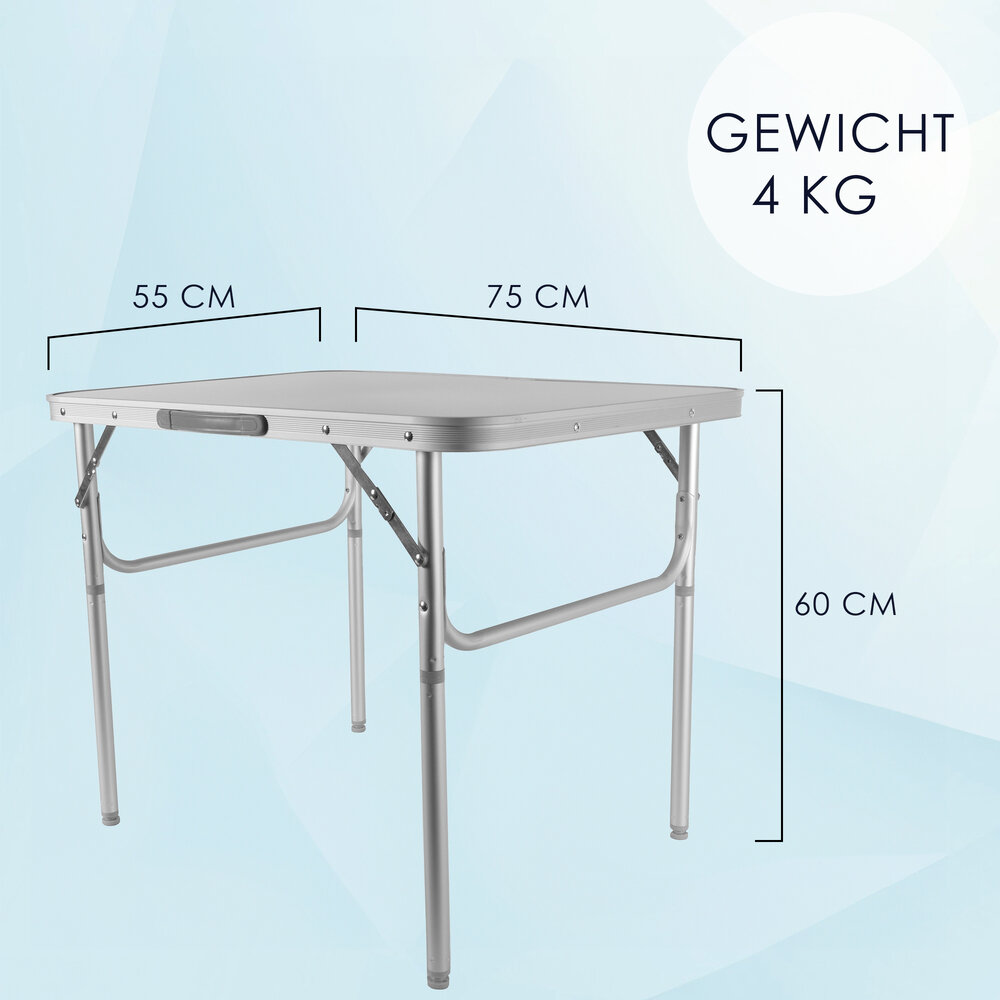 Discountershop Weerbestendige Buiten Klaptafel | 75cm x 55cm x 60cm | Campingtafel Inklapbare voor Buiten | Opvouwbare Tuintafel met Handvat | Stevige Aluminium en Kunststof | Klaptafel met 2 Verstelbare Hoogtes | Tuintafel Inklapbaar Geschikt voor 1-2 Personen Discountershop Weerbestendige Buiten Klaptafel | 75cm x 55cm x 60cm | Campingtafel Inklapbare voor Buiten | Opvouwbare Tuintafel met Handvat | Stevige Aluminium en Kunststof | Klaptafel met 2 Verstelbare Hoogtes | Tuintafel Inklapbaar Geschikt voor 1-2 Personen