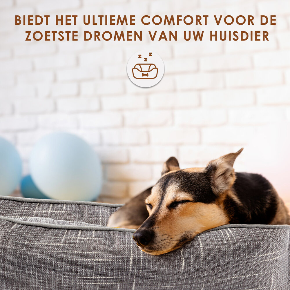 Discountershop Comfortable Rectangular Dog Beds Medium Size | Light Grey Best Cat Beds | 50cm x 40cm x 16 cm with Anti-Slip Base | Ergonomic Double-Sided Cushion and Raised Edges