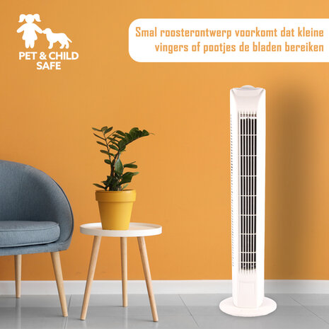 Merkloos White Best Cooling Tower Fan | 78cm Height | 12cm Width | 45W | 220-240V/50Hz | Best Cooling Tower Fan | Air Circulating Fans | Best Fan for Bedroom | Best Budget Tower Fan With 3 Oscillation Speeds