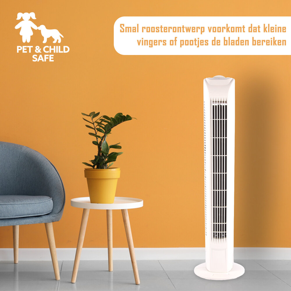 Merkloos Witte Geruisloze Staande Ventilator met Krachtige Luchtstroom | 78cm Hoog | 3 Snelheden | 3 Oscillatie Snelheden | 45W | Torenventilator Geschikt Voor Aromatherapie | Ideaal voor Grote Slaapkamers en Kantoor Merkloos Witte Geruisloze Staande Ventilator met Krachtige Luchtstroom | 78cm Hoog | 3 Snelheden | 3 Oscillatie Snelheden | 45W | Torenventilator Geschikt Voor Aromatherapie | Ideaal voor Grote Slaapkamers en Kantoor