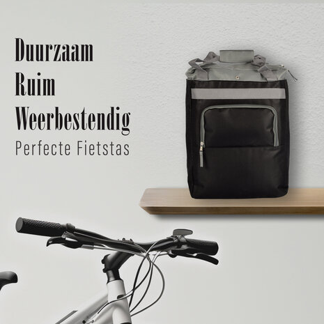 Discountershop Fietstas | Enkele fietstas | Zwart | onzichtbare fietstas | Fietsmand | 17 liter | 33 cm * 15 cm * 41 cm