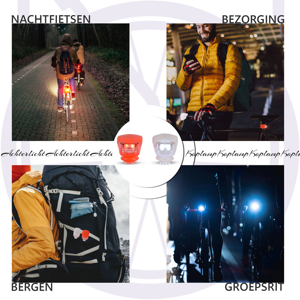 Discountershop Vintage Bicycle Lamp Set | Super Bright LEDs | Two Functions (Steady & Flashing) | White & Red Night Lights | 2 Pieces | Bicycle Lamp For Clear Vision