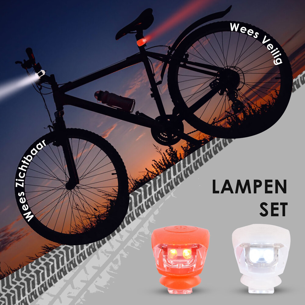 Discountershop Vintage Bicycle Lamp Set | Super Bright LEDs | Two Functions (Steady & Flashing) | White & Red Night Lights | 2 Pieces | Bicycle Lamp For Clear Vision