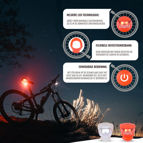 Discountershop Vintage Bicycle Lamp Set | Super Bright LEDs | Two Functions (Steady & Flashing) | White & Red Night Lights | 2 Pieces | Bicycle Lamp For Clear Vision