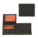 Merkloos Elegante Leren Portemonnee | Zwart/Grijs | Compact Design | 12.5cm x 9.5cm x 2cm | 6 Kaarthouders | 2 Verborgen Vakken | 2 Ruime Biljetvakken | Ritsvak voor Munten & ID-Vak | Ideaal als Portefeuille Cadeau