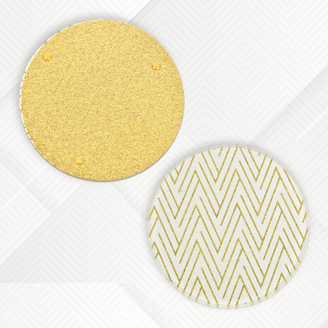 Merkloos Elegant White and Gold Round Glass Coasters | 10cm Diameter | 1cm Height | Perfect as Elegant Candle Holders | Glass Coasters for Table Decorations