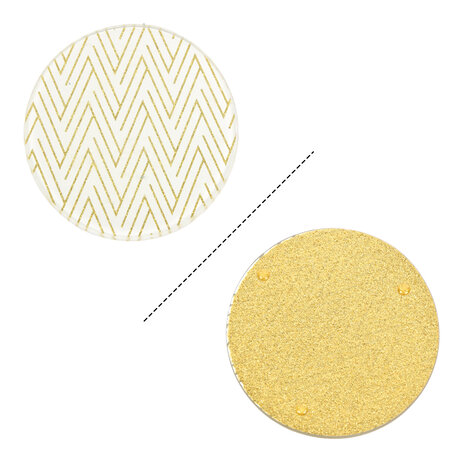 Merkloos Elegant White and Gold Round Glass Coasters | 10cm Diameter | 1cm Height | Perfect as Elegant Candle Holders | Glass Coasters for Table Decorations