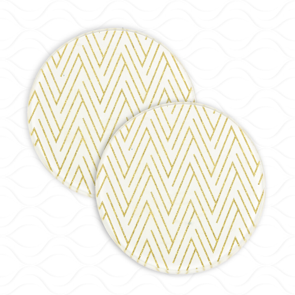 Merkloos Glazen Kaarshouders| Set Van 2 | Rond Onderzetters  | Wit Met Gouden Ornamenten Woondecoratie | 10cm Diameter | 1cm Hoog | Kaarshouder Goud Voor Keuken, Huis, Kantoor, Bar & Restaurant Merkloos Glazen Kaarshouders| Set Van 2 | Rond Onderzetters  | Wit Met Gouden Ornamenten Woondecoratie | 10cm Diameter | 1cm Hoog | Kaarshouder Goud Voor Keuken, Huis, Kantoor, Bar & Restaurant