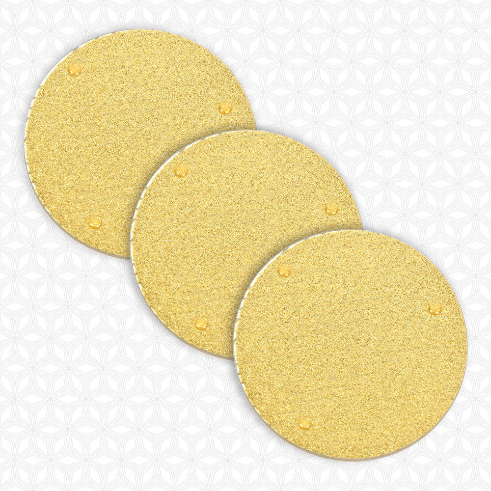 Merkloos Set Van 3 Glazen Kaarshouders | Wit Met Goud Ornamenten | Diameter 10 Cm | Hoogte 1 Cm | Perfect Als Onderzetters Voor Pannen | Glazen Onderzetters | Herbruikbaar En Absorberend Voor Koffie, Bar, Keuken