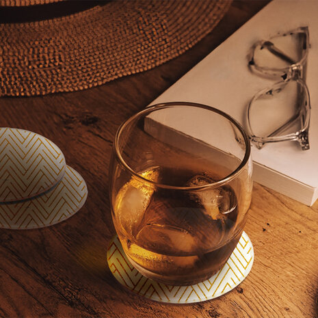 Merkloos Design Glass Coasters for Drinks | White With Gold Ornaments | Round 10cm Diameter | Set of 3 | Absorbent, Reusable Pan Coasters | Ideal for Coffee, Bar, Kitchen | Elegant Table Decorations Merkloos Design Glass Coasters for Drinks | White With Gold Ornaments | Round 10cm Diameter | Set of 3 | Absorbent, Reusable Pan Coasters | Ideal for Coffee, Bar, Kitchen | Elegant Table Decorations