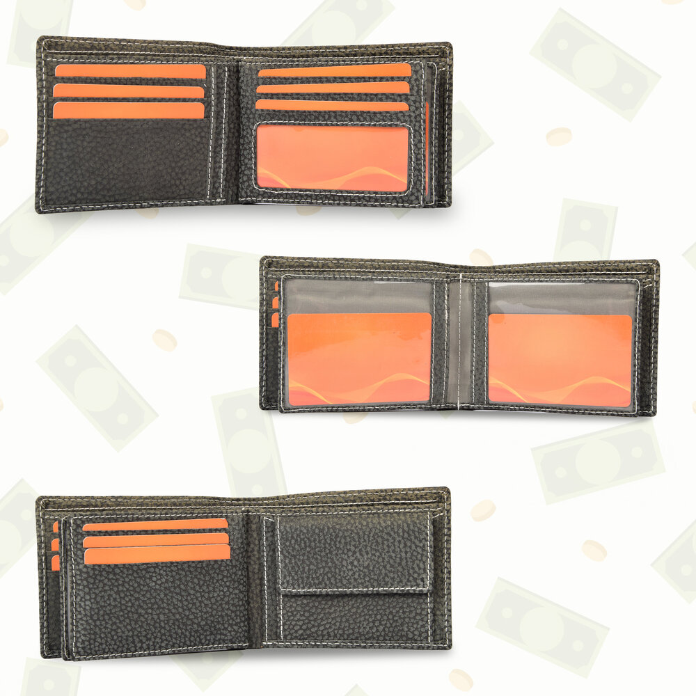 Merkloos Elevate Your Essentials: Sleek Men's Leather Wallet | 12cm x 9.5cm x 2cm | Multi-Functional Card Holder Wallet With 8 Slots | 3 Compartments & More | Stylish Black/Grey Card Wallet For Modern Gentleman Merkloos Elevate Your Essentials: Sleek Men's Leather Wallet | 12cm x 9.5cm x 2cm | Multi-Functional Card Holder Wallet With 8 Slots | 3 Compartments & More | Stylish Black/Grey Card Wallet For Modern Gentleman