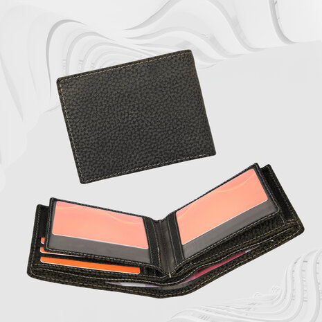 Merkloos Elevate Your Essentials: Sleek Men's Leather Wallet | 12cm x 9.5cm x 2cm | Multi-Functional Card Holder Wallet With 8 Slots | 3 Compartments & More | Stylish Black/Grey Card Wallet For Modern Gentleman Merkloos Elevate Your Essentials: Sleek Men's Leather Wallet | 12cm x 9.5cm x 2cm | Multi-Functional Card Holder Wallet With 8 Slots | 3 Compartments & More | Stylish Black/Grey Card Wallet For Modern Gentleman