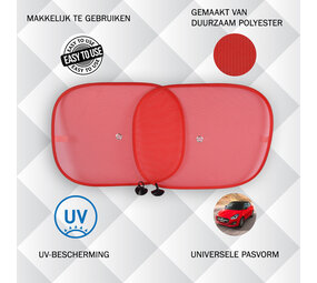 Discountershop Zonwering op Maat - Rood Zonnescherm voor Auto Zijruiten | Set van 2 | Autoaccessoires | 44x36cm Discountershop Zonwering op Maat - Rood Zonnescherm voor Auto Zijruiten | Set van 2 | Autoaccessoires | 44x36cm