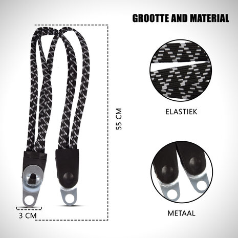 Discountershop Luggage Tie Spin Tie Bicycle - Black Luggage Straps with Metal Hooks - Adjustable and Strong Bicycle Straps for Motorcycle, Bicycle & Scooter - 55cm x 3cm