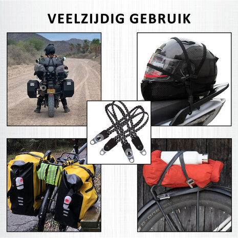 Discountershop Luggage Tie Spin Tie Bicycle - Black Luggage Straps with Metal Hooks - Adjustable and Strong Bicycle Straps for Motorcycle, Bicycle & Scooter - 55cm x 3cm
