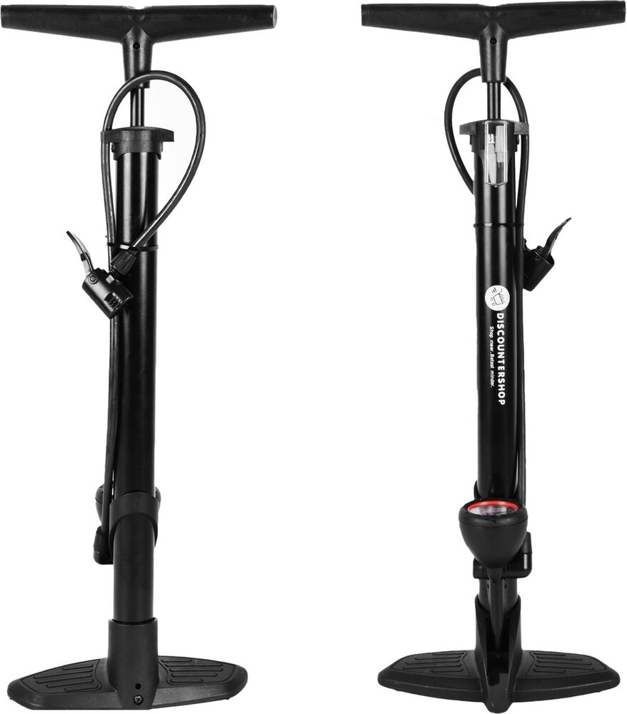 Merkloos Fietspomp met Drukmeter en Extra Ventielen - Multifunctionele Aluminium Vloerpomp met Schrader en Presta Mondstuk - Lichtgewicht Pomp voor Fietsen, Ballen, Scooters en Autobanden