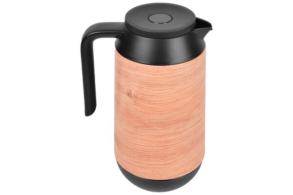 Discountershop Thermos - Insulated jug 1 liter - wood look - Insulating jugs - heat up to +5h.