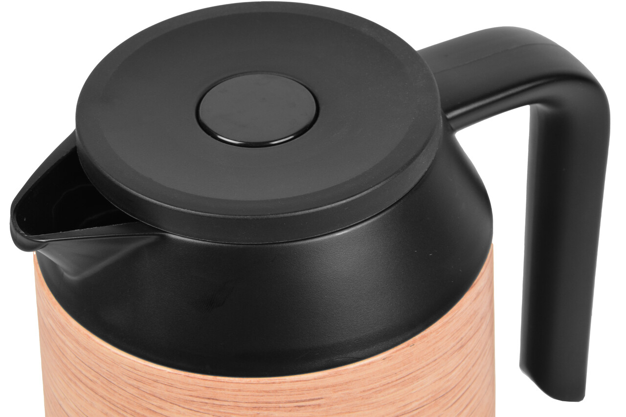 Discountershop Thermos - Insulated jug 1 liter - wood look - Insulating jugs - heat up to +5h.