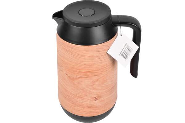 Discountershop Thermoskan - Isoleerkan 1 liter - houtlook - Isoleerkannen - warmte tot +5h.