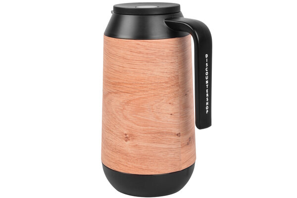 Discountershop Thermoskan - Isoleerkan 1 liter - houtlook - Isoleerkannen - warmte tot +5h.