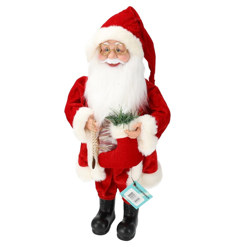 Discountershop Santa Claus Figurine - Height 45 cm - Red Christmas Decorations Online - Use in Christmas or Sinterklaas