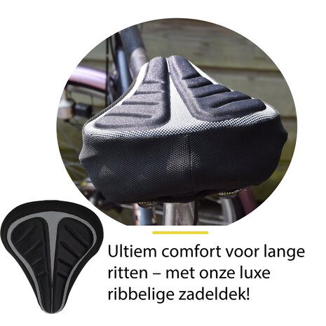 Discountershop Durable Bicycle Saddle Cover made of Black Polyester - Protection for Bicycle Saddles - 29x20x2.5 cm