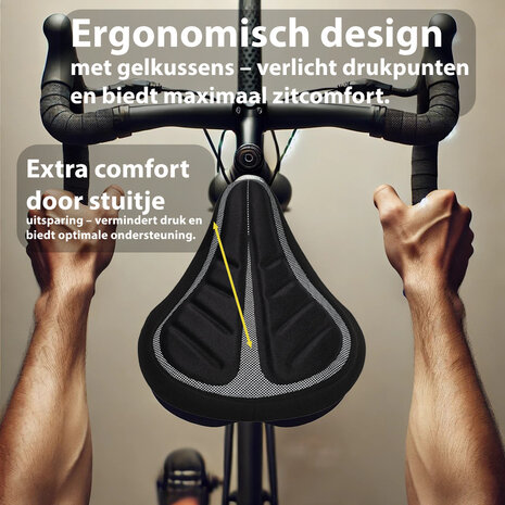 Discountershop Zadelhoes Fiets 4 stuks- Universele Gel Fietszadelhoes - Zwart Polyester - 23x29x8.5cm - Fietszadel Accessoire voor Heren & Dames - Geschikt voor Brede Zadels Discountershop Zadelhoes Fiets 4 stuks- Universele Gel Fietszadelhoes - Zwart Polyester - 23x29x8.5cm - Fietszadel Accessoire voor Heren & Dames - Geschikt voor Brede Zadels