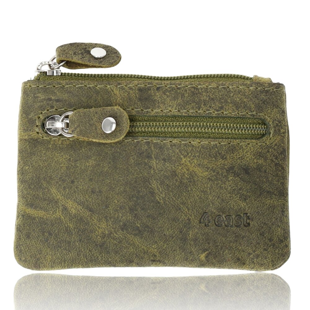 4 East Stylish Olive Leather Wallet - 4 east - Money Purse for Women - with 2 Compartments - Wallet with Zipper 4 East Stylish Olive Leather Wallet - 4 east - Money Purse for Women - with 2 Compartments - Wallet with Zipper