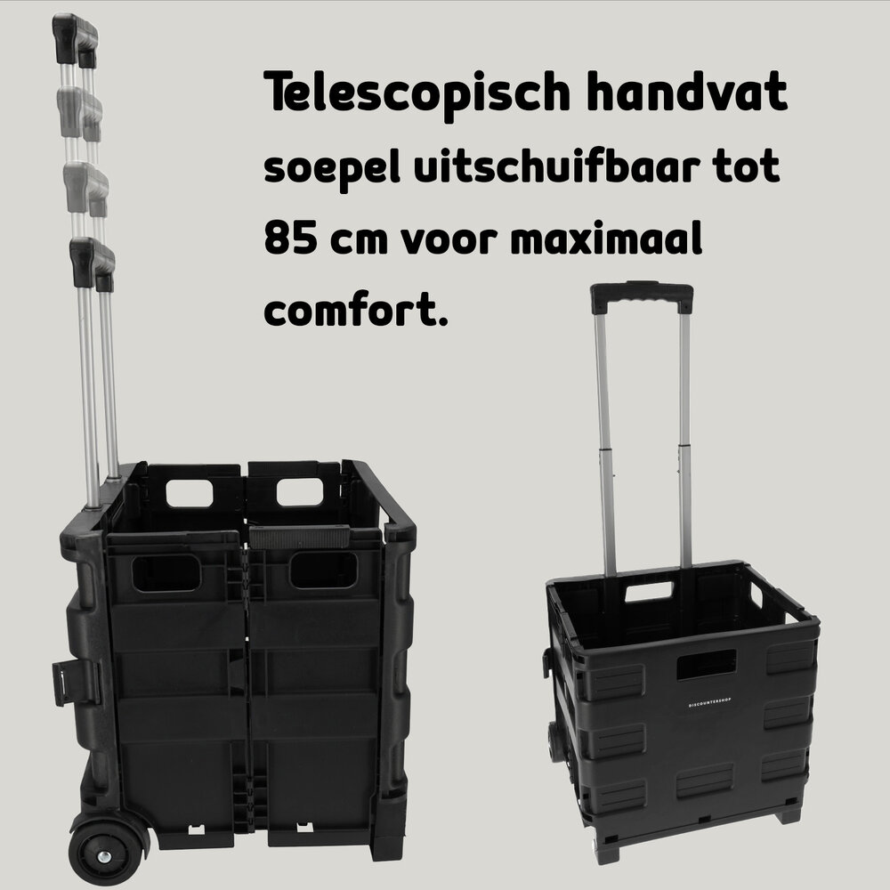 Discountershop Durable Foldable Trolley with Ergonomic Handle and Lightweight Design | Plastic | Black Foldable Luggage Trolley up to 25kg Capacity