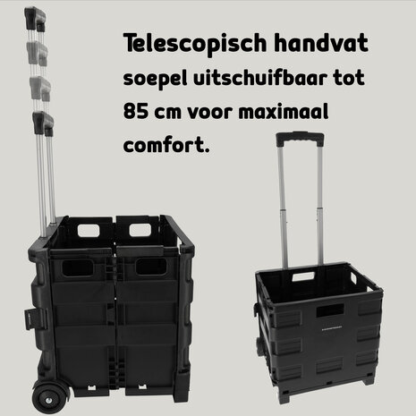 Discountershop Durable Foldable Trolley with Ergonomic Handle and Lightweight Design | Plastic | Black Foldable Luggage Trolley up to 25kg Capacity