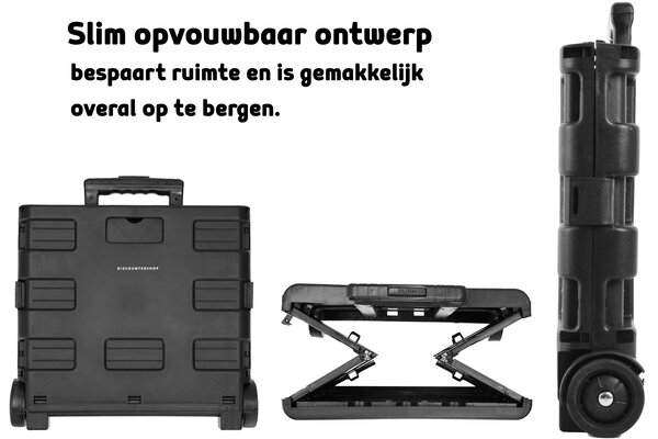 Discountershop Durable Foldable Trolley with Ergonomic Handle and Lightweight Design | Plastic | Black Foldable Luggage Trolley up to 25kg Capacity