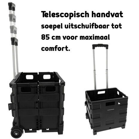 Discountershop Durable Foldable Trolley with Ergonomic Handle and Lightweight Design | Plastic | Black Foldable Luggage Trolley up to 25kg Capacity