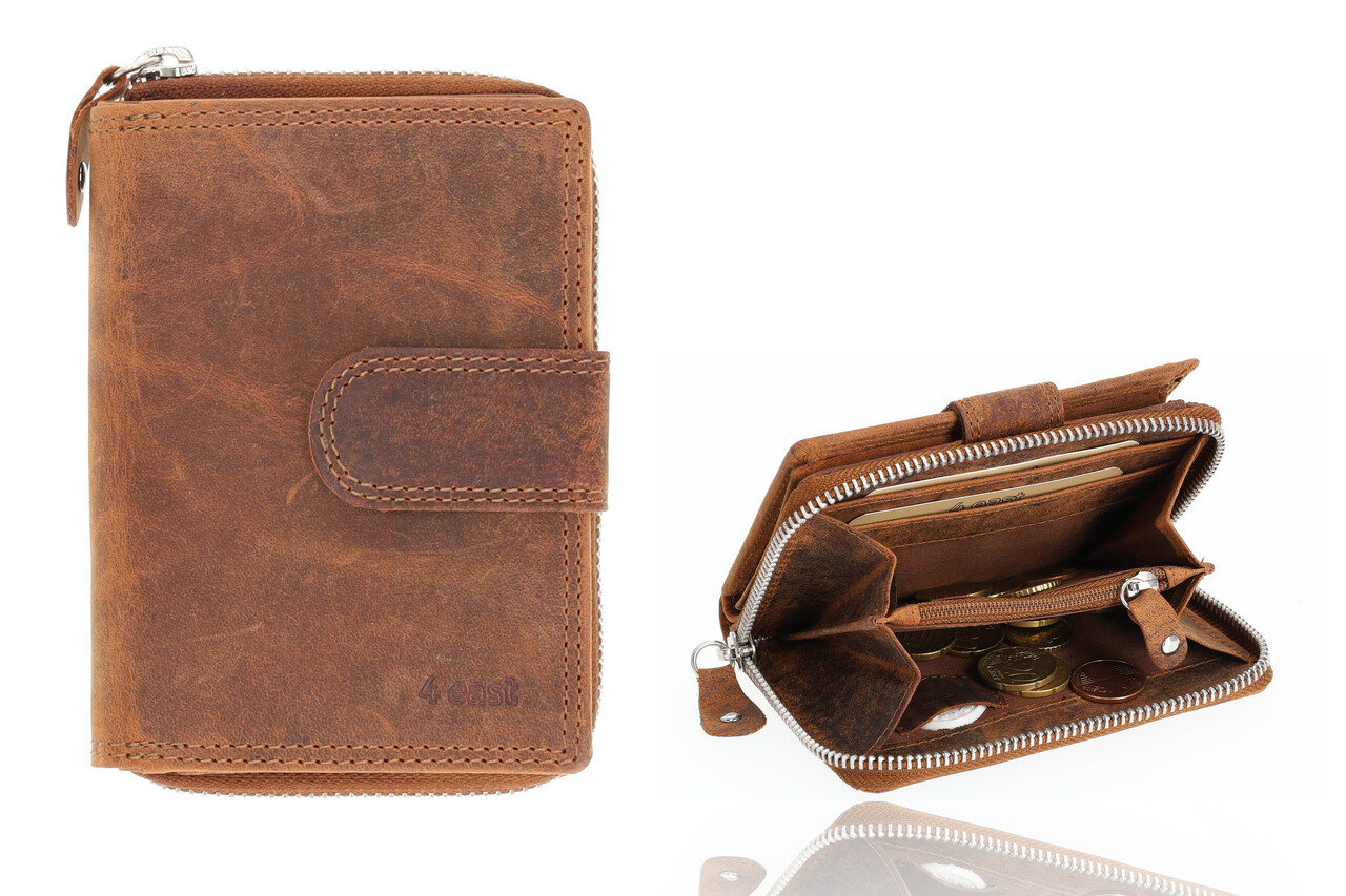 4 East Portemonnee Heren - Portemonnee Dames - Camel - Unisex Portemonnee met Rits - RFID Anti-Skim - 13,5x10 cm  - 6 Pasjeshouder 4 East Portemonnee Heren - Portemonnee Dames - Camel - Unisex Portemonnee met Rits - RFID Anti-Skim - 13,5x10 cm  - 6 Pasjeshouder