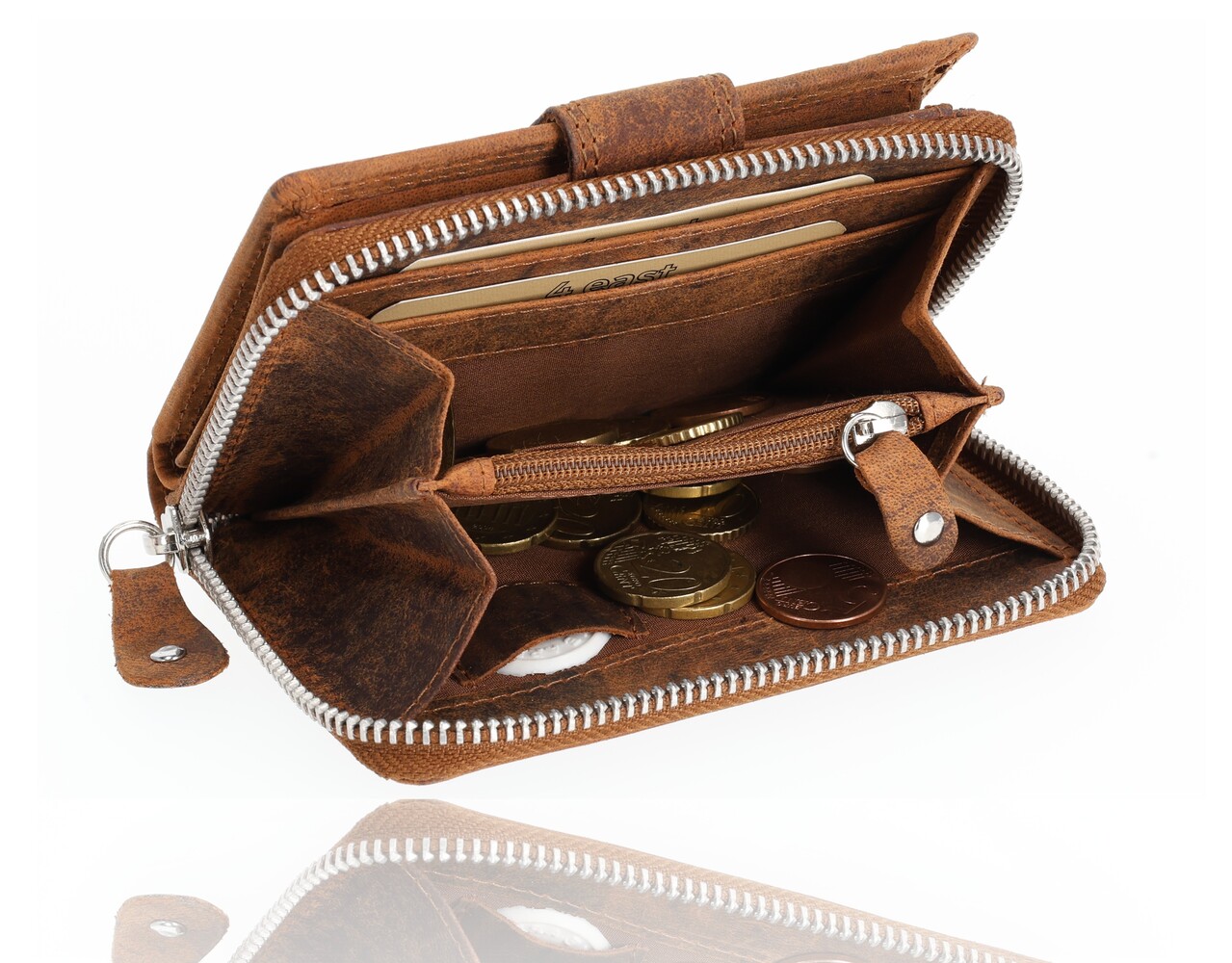 4 East Portemonnee Heren - Portemonnee Dames - Camel - Unisex Portemonnee met Rits - RFID Anti-Skim - 13,5x10 cm  - 6 Pasjeshouder 4 East Portemonnee Heren - Portemonnee Dames - Camel - Unisex Portemonnee met Rits - RFID Anti-Skim - 13,5x10 cm  - 6 Pasjeshouder