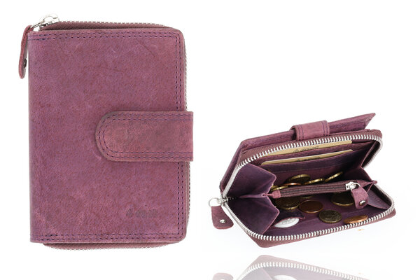 4 East Unisex Leather Wallet - Purple Pure Leather with Zipper - RFID Anti-Skim - 7 Card Slots, Bill Compartment & Coin Pocket - Perfect Christmas Gift - 13.5x10cm 4 East Unisex Leather Wallet - Purple Pure Leather with Zipper - RFID Anti-Skim - 7 Card Slots, Bill Compartment & Coin Pocket - Perfect Christmas Gift - 13.5x10cm