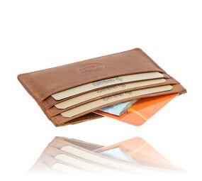 4 East Kaarthouder Pasjes Leer RFID Bescherming - Cognac/Tan - 6 Pasjes + Briefgeld - Compacte Creditcardhouder Unisex voor Mannen en Vrouwen 4 East Kaarthouder Pasjes Leer RFID Bescherming - Cognac/Tan - 6 Pasjes + Briefgeld - Compacte Creditcardhouder Unisex voor Mannen en Vrouwen