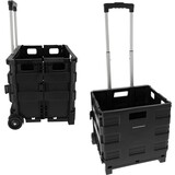 Discountershop Opvouwbare Trolley met Ergonomisch Handvat en Lichtgewicht Ontwerp | Kunststof  | Zwarte Opvouwbare Bagagewagen tot 25kg Capaciteit