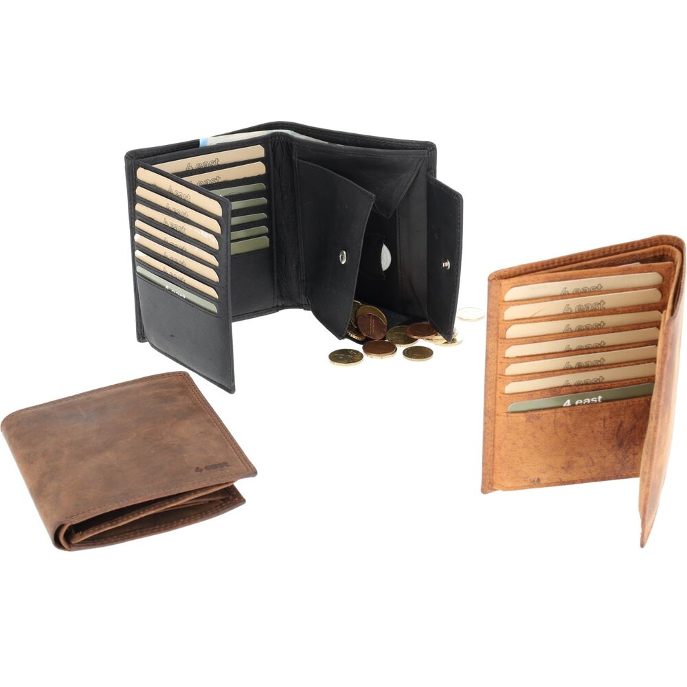 4 East Men's Wallet - 4East Genuine Leather Wallet for Men - 14 Credit Card Compartments & Coin Pocket - Choco Brown 4 East Men's Wallet - 4East Genuine Leather Wallet for Men - 14 Credit Card Compartments & Coin Pocket - Choco Brown