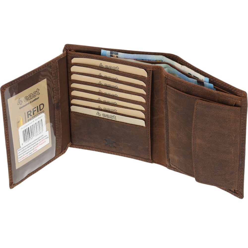 4 East Men's Wallet - 4East Genuine Leather Wallet for Men - 14 Credit Card Compartments & Coin Pocket - Choco Brown 4 East Men's Wallet - 4East Genuine Leather Wallet for Men - 14 Credit Card Compartments & Coin Pocket - Choco Brown