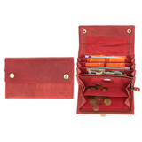 4 East Horeca Portemonnee - Rode Horeca Portefeuille - Kelnersbeurs - RFID Bescherming Kelnerportemonnee - 14 Pasjeshouder & Muntvak