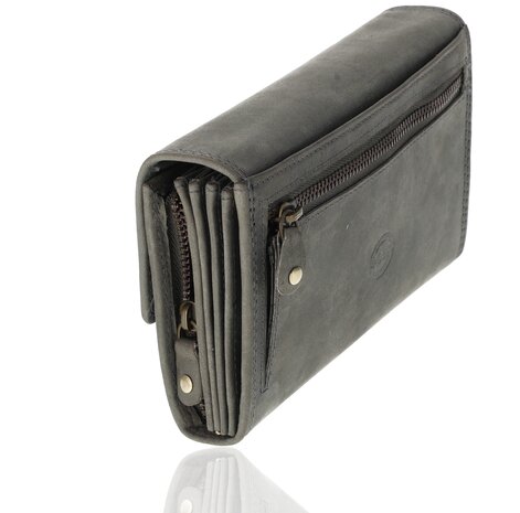 4 East Leather Catering Wallet - Horeca Catering Wallet - Men & Women - RFID - 14 Card Holder & Coin Pocket - Gray