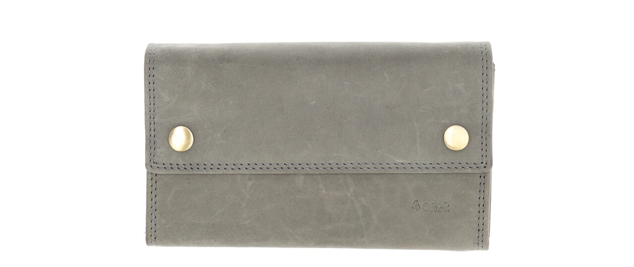 4 East Leather Catering Wallet - Horeca Catering Wallet - Men & Women - RFID - 14 Card Holder & Coin Pocket - Gray