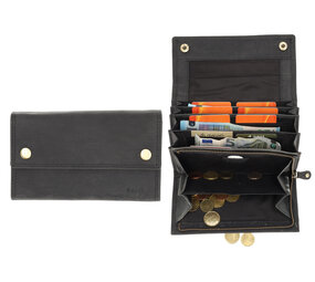 4 East Horeca Portemonnee -  Horeca Portefeuille voor Heren & Dames - Kelnersbeurs met RFID Bescherming -Buffelleer Zwart - 14 Kaartsleuven, 4 Briefgeldvakken - Muntvak met Rits 4 East Horeca Portemonnee -  Horeca Portefeuille voor Heren & Dames - Kelnersbeurs met RFID Bescherming -Buffelleer Zwart - 14 Kaartsleuven, 4 Briefgeldvakken - Muntvak met Rits