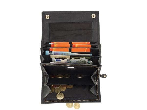 4 East Horeca Portemonnee - Compacte Horeca Portefeuille voor Heren & Dames - Kelnersbeurs met RFID Bescherming -Buffelleer Zwart - 14 Kaartsleuven, 4 Briefgeldvakken- Muntvak met Rits 4 East Horeca Portemonnee - Compacte Horeca Portefeuille voor Heren & Dames - Kelnersbeurs met RFID Bescherming -Buffelleer Zwart - 14 Kaartsleuven, 4 Briefgeldvakken- Muntvak met Rits