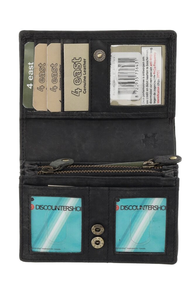 4 East RFID Wallet | Buffalo leather | 14 Passes | Coin compartment | Press studs | Buffalo leather | Money Exchange | 8.5x12.5x3cm 4 East RFID Wallet | Buffalo leather | 14 Passes | Coin compartment | Press studs | Buffalo leather | Money Exchange | 8.5x12.5x3cm