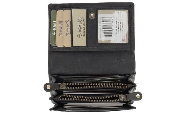 4 East RFID Wallet | Buffalo leather | 14 Passes | Coin compartment | Press studs | Buffalo leather | Money Exchange | 8.5x12.5x3cm 4 East RFID Wallet | Buffalo leather | 14 Passes | Coin compartment | Press studs | Buffalo leather | Money Exchange | 8.5x12.5x3cm