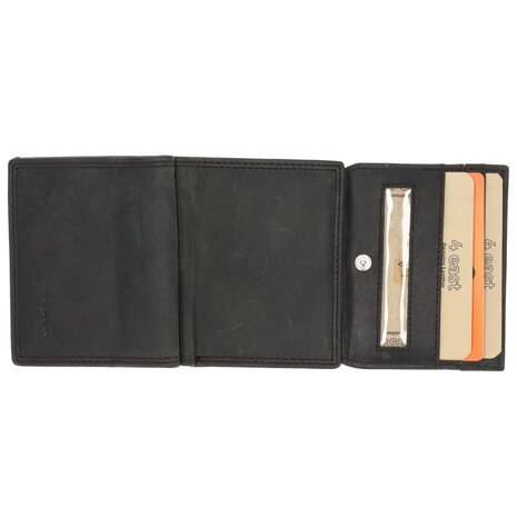 4 East  Leren Portemonnee Heren en Dames - Met Vierkant Muntvak en RFID Bescherming - Zwart - 9,5 x 7,5 cm - 6 Kaartvakken - 2 Biljetvakken 4 East  Leren Portemonnee Heren en Dames - Met Vierkant Muntvak en RFID Bescherming - Zwart - 9,5 x 7,5 cm - 6 Kaartvakken - 2 Biljetvakken