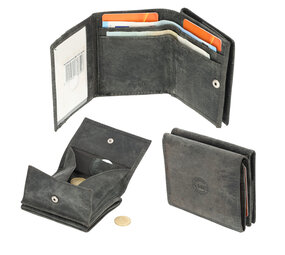 4 East Grijze Leren Portemonnee Heren Dames - 6 Pasjeshouders, Vierkant Muntvak, RFID Bescherming, 2 Biljetvakken - 9,5x7,5 cm 4 East Grijze Leren Portemonnee Heren Dames - 6 Pasjeshouders, Vierkant Muntvak, RFID Bescherming, 2 Biljetvakken - 9,5x7,5 cm